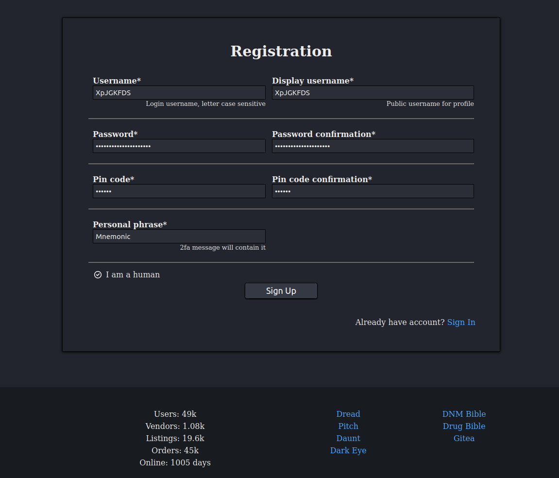 Registration Window